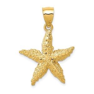 14k Yellow Gold Starfish Necklace Charm Pendant